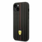 Ferrari Leather Embossed Stripes Kryt iPhone 14 Plus Black