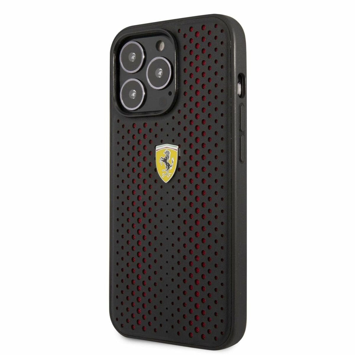 Ferrari PU Leather Perforated Kryt iPhone 14 Pro Red