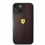 Ferrari PU Leather Perforated Kryt iPhone 14 Red