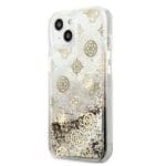 Guess 4G GUHCP13SLGPEGO Peony Liquid Glitter Gold Kryt iPhone 13 Mini