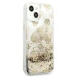 Guess 4G GUHCP13SLGPEGO Peony Liquid Glitter Gold Kryt iPhone 13 Mini