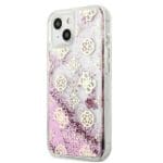 Guess 4G GUHCP13SLGPEPI Peony Liquid Glitter Pink Kryt iPhone 13 Mini