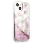 Guess 4G GUHCP13SLGPEPI Peony Liquid Glitter Pink Kryt iPhone 13 Mini