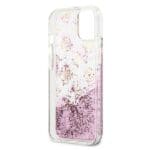 Guess 4G GUHCP13SLGPEPI Peony Liquid Glitter Pink Kryt iPhone 13 Mini
