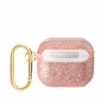 Guess Glitter Flakes Metal Logo Pink Kryt AirPods 3