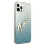 Guess Glitter Gradient Script Blue Kryt iPhone 12/12 Pro