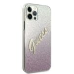 Guess Glitter Gradient Script Pink Kryt iPhone 12 Pro Max
