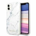 Guess Glitter Marble GUHCN61PCUMAWH White Kryt iPhone 11