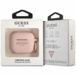 Guess Glitter Printed Logo AirPods 3 Silicone Case Pink