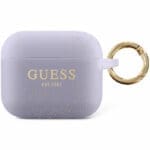 Guess Glitter Printed Logo AirPods 3 Silicone Case Violet