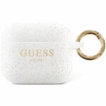 Guess Glitter Printed Logo AirPods 3 Silicone Case White