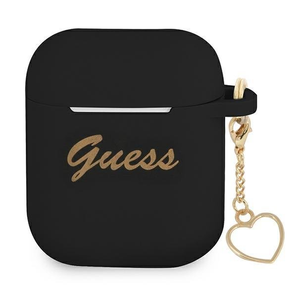 Guess GUA2LSCHSK Black Silicone Charm Collection Kryt AirPods 1/2