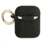 Guess GUA2SGGEK Black Silicone Glitter Kryt AirPods 1/2