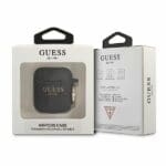 Guess GUA2SGGEK Black Silicone Glitter Kryt AirPods 1/2
