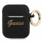 Guess GUA2UCAMA Black Silicone Vintage Script Kryt AirPods 1/2