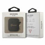 Guess GUA2UCAMA Black Silicone Vintage Script Kryt AirPods 1/2