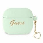 Guess GUA3LSCHSN Green Silicone Charm Heart Collection Kryt AirPods 3