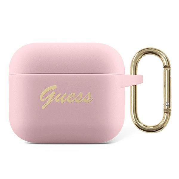 Guess GUA3SSSI Pink Silicone Vintage Script Kryt AirPods 3