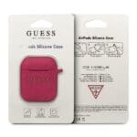Guess GUACCSILGLBK Fuchsia Silicone Kryt AirPods 1/2