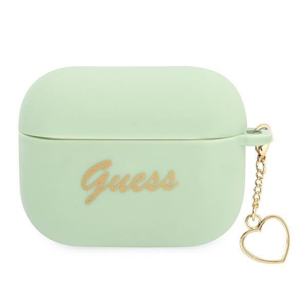 Guess GUAPLSCHSN Green Silicone Charm Heart Collection Kryt AirPods Pro