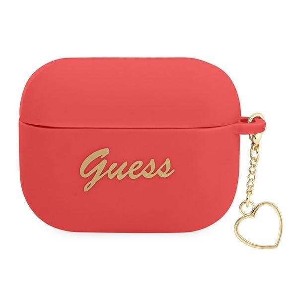 Guess GUAPLSCHSR Red Silicone Charm Heart Collection Kryt AirPods Pro