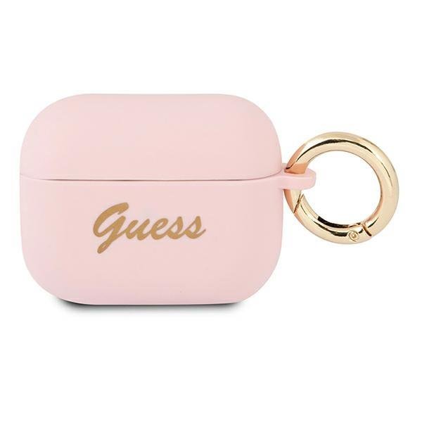 Guess GUAPSSSI Pink Silicone Vintage Script Kryt AirPods Pro