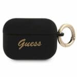 Guess GUAPSSSK Black Silicone Vintage Script Kryt AirPods Pro