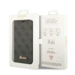 Guess GUBKP14LHG4SHK Black Book 4G Vintage Gold Logo Kryt iPhone 14 Pro