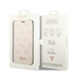 Guess GUBKP14LHG4SHP Pink Book 4G Vintage Gold Logo Kryt iPhone 14 Pro