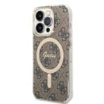 Guess GUBPP14LH4EACSW Brown 4G Print MagSafe Kryt + Nabíječka iPhone 14 Pro