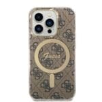 Guess GUBPP14LH4EACSW Brown 4G Print MagSafe Kryt + Nabíječka iPhone 14 Pro