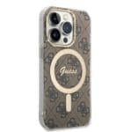 Guess GUBPP14LH4EACSW Brown 4G Print MagSafe Kryt + Nabíječka iPhone 14 Pro