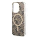 Guess GUBPP14LH4EACSW Brown 4G Print MagSafe Kryt + Nabíječka iPhone 14 Pro