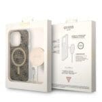 Guess GUBPP14LH4EACSW Brown 4G Print MagSafe Kryt + Nabíječka iPhone 14 Pro