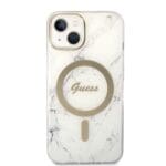 Guess GUBPP14MHMEACSH White Marble MagSafe Kryt + Nabíječka iPhone 14 Plus