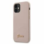 Guess GUHCP12SLSLMGLP Silicone Script Light Pink Kryt iPhone 12 Mini