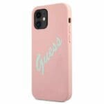 Guess GUHCP12SLSVSGP Silicone Vintage Pink/Mint Kryt iPhone 12 Mini