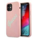 Guess GUHCP12SLSVSGP Silicone Vintage Pink/Mint Kryt iPhone 12 Mini