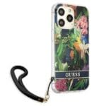 Guess GUHCP13LHFLSB Blue Flower Strap Kryt iPhone 13 Pro
