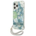 Guess GUHCP13LHFLSN Green Flower Strap Kryt iPhone 13 Pro