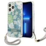 Guess GUHCP13LHFLSN Green Flower Strap Kryt iPhone 13 Pro