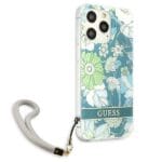 Guess GUHCP13LHFLSN Green Flower Strap Kryt iPhone 13 Pro