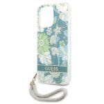 Guess GUHCP13LHFLSN Green Flower Strap Kryt iPhone 13 Pro