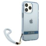 Guess GUHCP13LHTSGSB Blue Translucent Stap Kryt iPhone 13 Pro