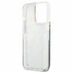 Guess GUHCP13LLFLSB Blue Flower Liquid Glitter Kryt iPhone 13 Pro