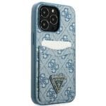 Guess GUHCP13LP4TPB Blue 4G Triangle Logo Cardslot Kryt iPhone 13 Pro