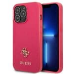 Guess GUHCP13LPS4MF Pink Saffiano 4G Small Metal Logo Kryt iPhone 13 Pro