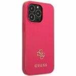 Guess GUHCP13LPS4MF Pink Saffiano 4G Small Metal Logo Kryt iPhone 13 Pro