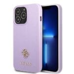 Guess GUHCP13LPS4MU Purple Saffiano 4G Small Metal Logo Kryt iPhone 13 Pro