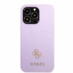 Guess GUHCP13LPS4MU Purple Saffiano 4G Small Metal Logo Kryt iPhone 13 Pro